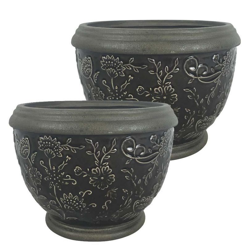 8" Gracie Planter, Deep Gray 2-pk. - Southern Patio