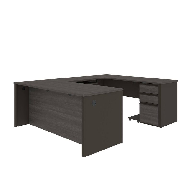 Prestige + Wood U Shape Computer Desk with Storage White Bark Gray/Slate - Bestar