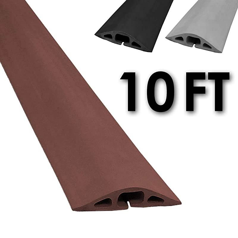 D2 Rubber Duct Cord Cover 10 Feet Brown Floor Cable Protector