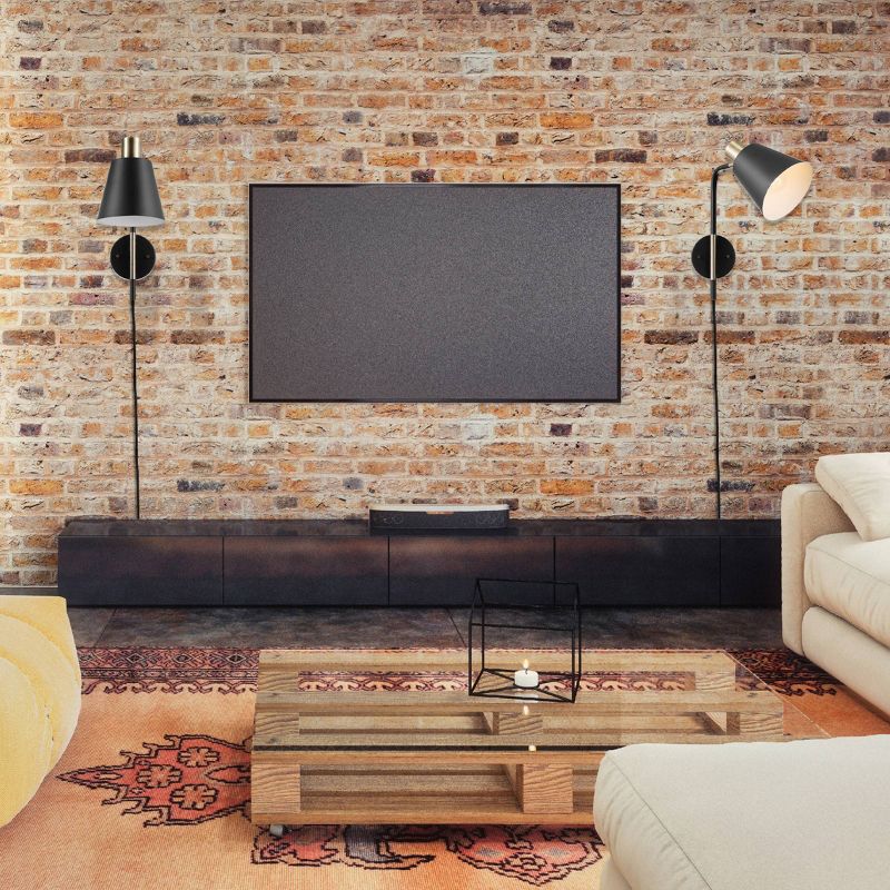 Cleo 1-Light Matte Black Plug-In or Hardwire Wall Sconce - Novogratz x Globe