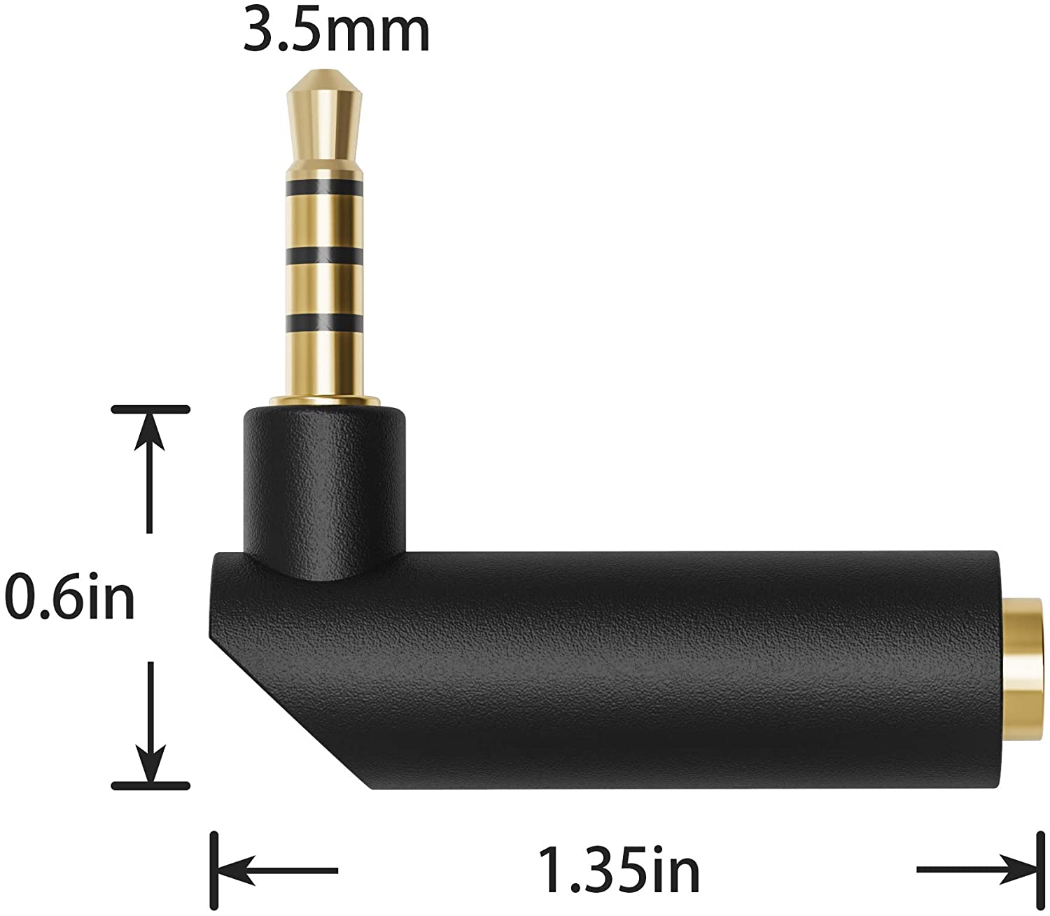 Right Angle 3.5mm, Hannord 90 Degree Audio Adapter Headphone Jack TRRS 1/8" Male to Female Connector for Laptop, Xbox Controler, Smartphone, Roku Remote (2-Pack)