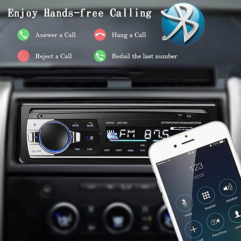 Bluetooth Car Stereo 4x60W Car Audio FM Radio MP3 Player USBSDAUX Hands Free Calling with Wireless Remote Control