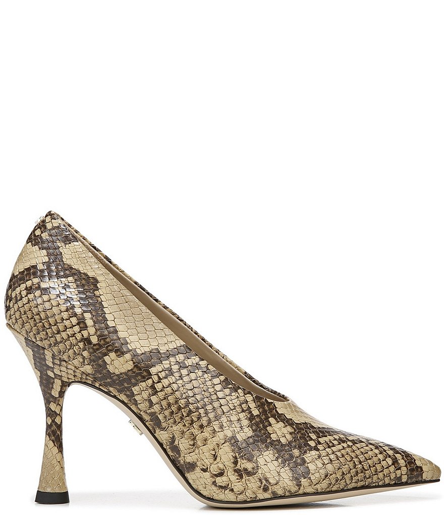 Deltan Tessa Croc-Embossed T-Strap Block Heel Pumps