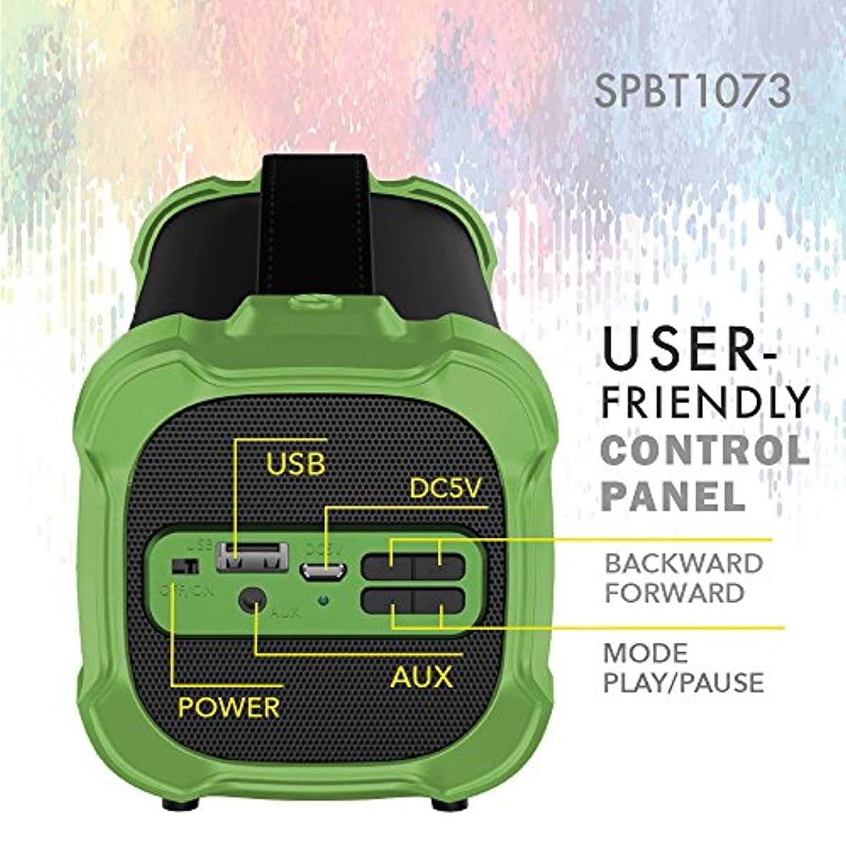 Bluetooth Speaker with USB, Built-In 3.5mm Line-In Jack Rechargeable Battery and Subwoofer Blue. Axess SPBT1073 Portable Indoor/Outdoor Bluetooth Speaker