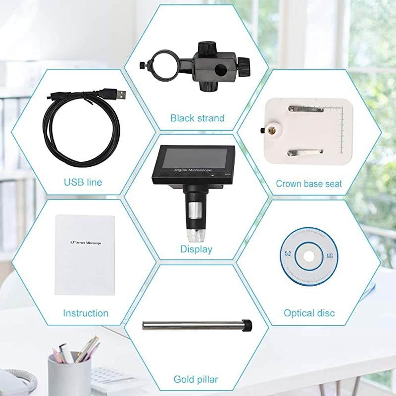 Microscope 43quot LED Screen Display 720P 10X1000X Magnification Zoom Camera Video Recorder for Phone Repair Soldering Tool Jewelry Appraisal Biologic