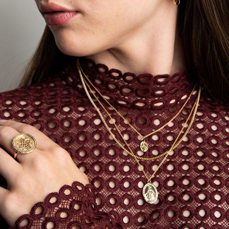 Sanctuary Project Oval Saint Medallion Coin Necklace Gold