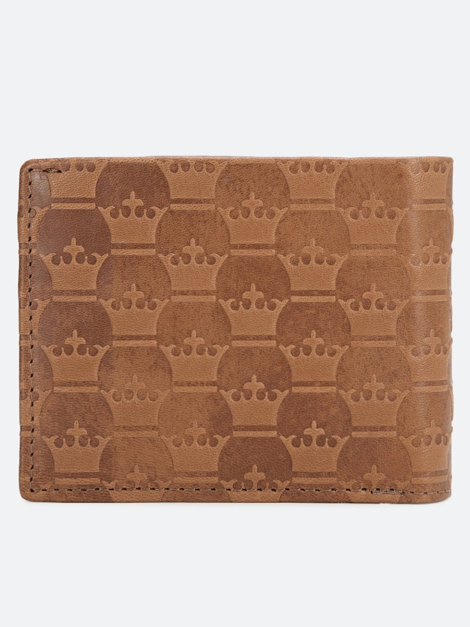 Louis Philippe Brown Leather Textured Bi-Fold Wallet