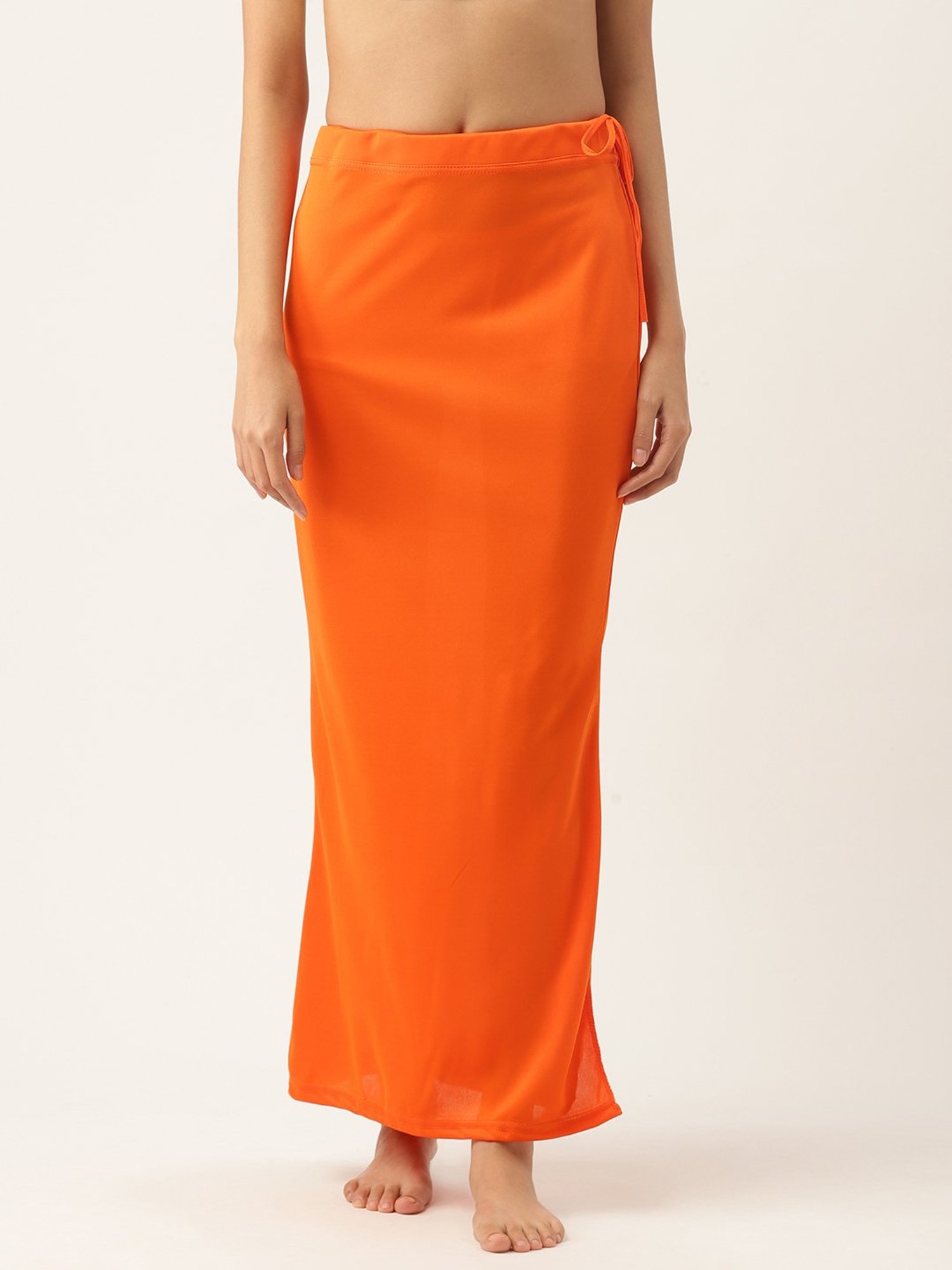 Ms.Lingies Orange Plain Saree Shapewear