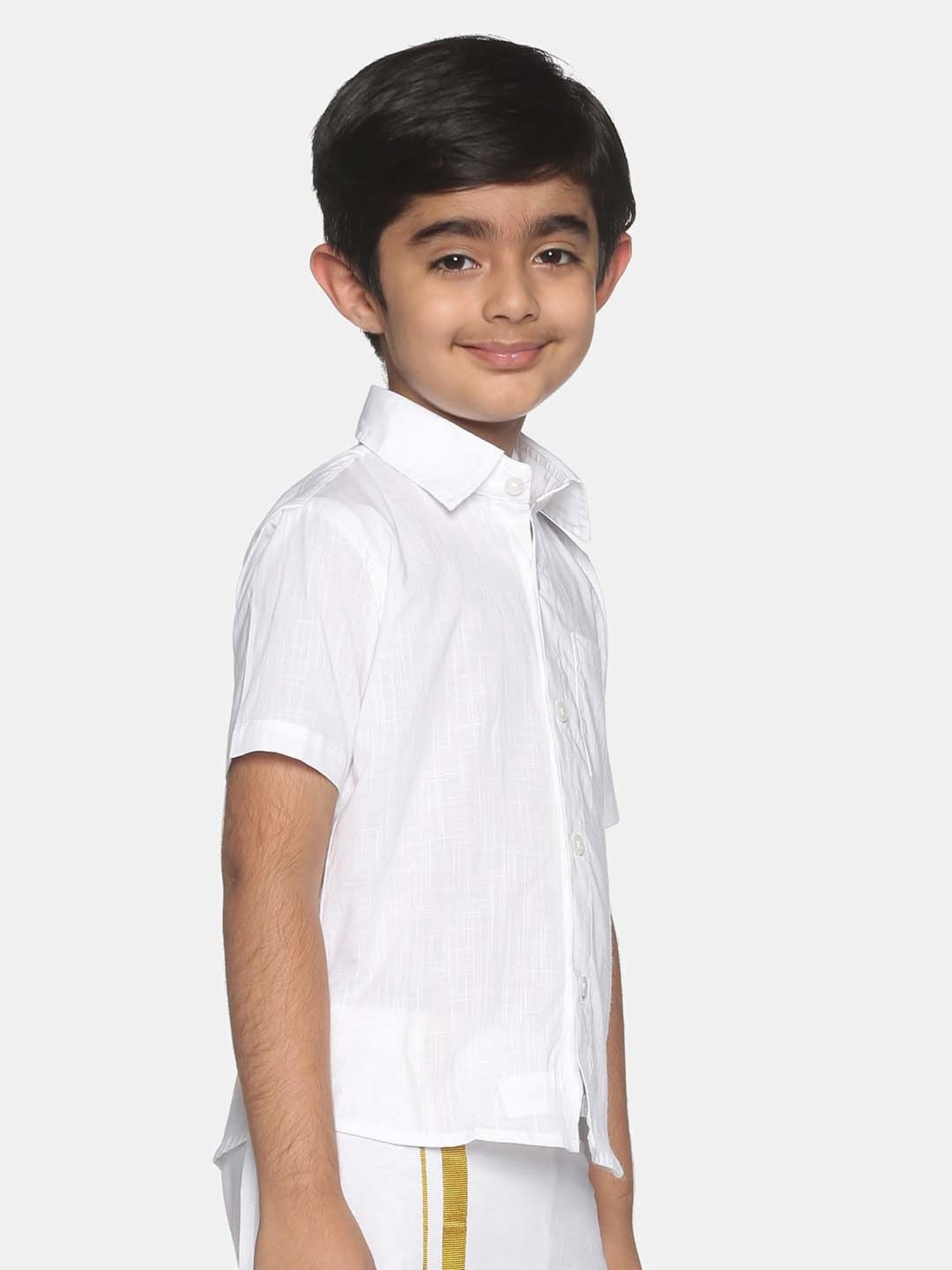 Sethukrishna Kids White Cotton Regular Fit Shirt