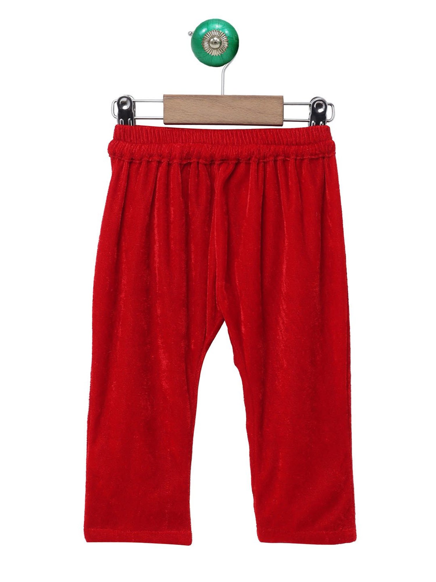 Many Frocks Kids Red Embellished Kurti with Pyjamas and Dupatta