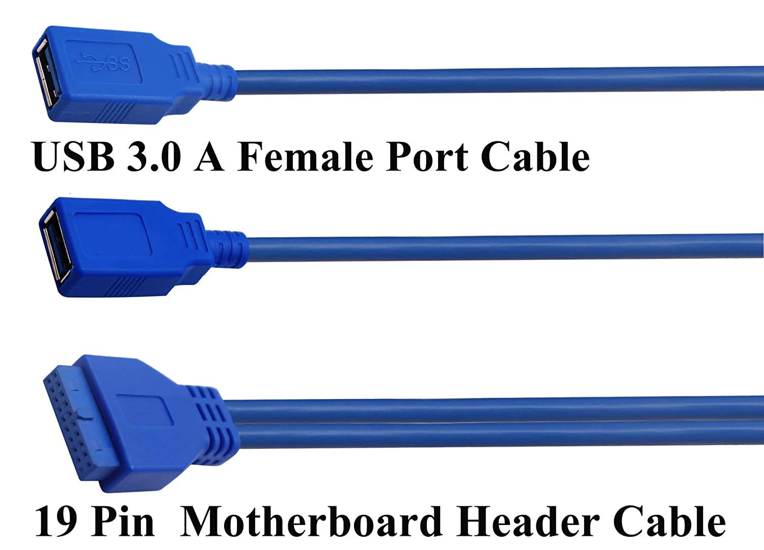 AAOTOKK 20 Pin Y Splitter Cable Dual Port USB 3.0 A Female to 20 Pin Female Motherboard Header Cable for USB Ports Directly to Computer Motherboard Backward Compatible with USB 2.0/1.0 (30cm-USB F)