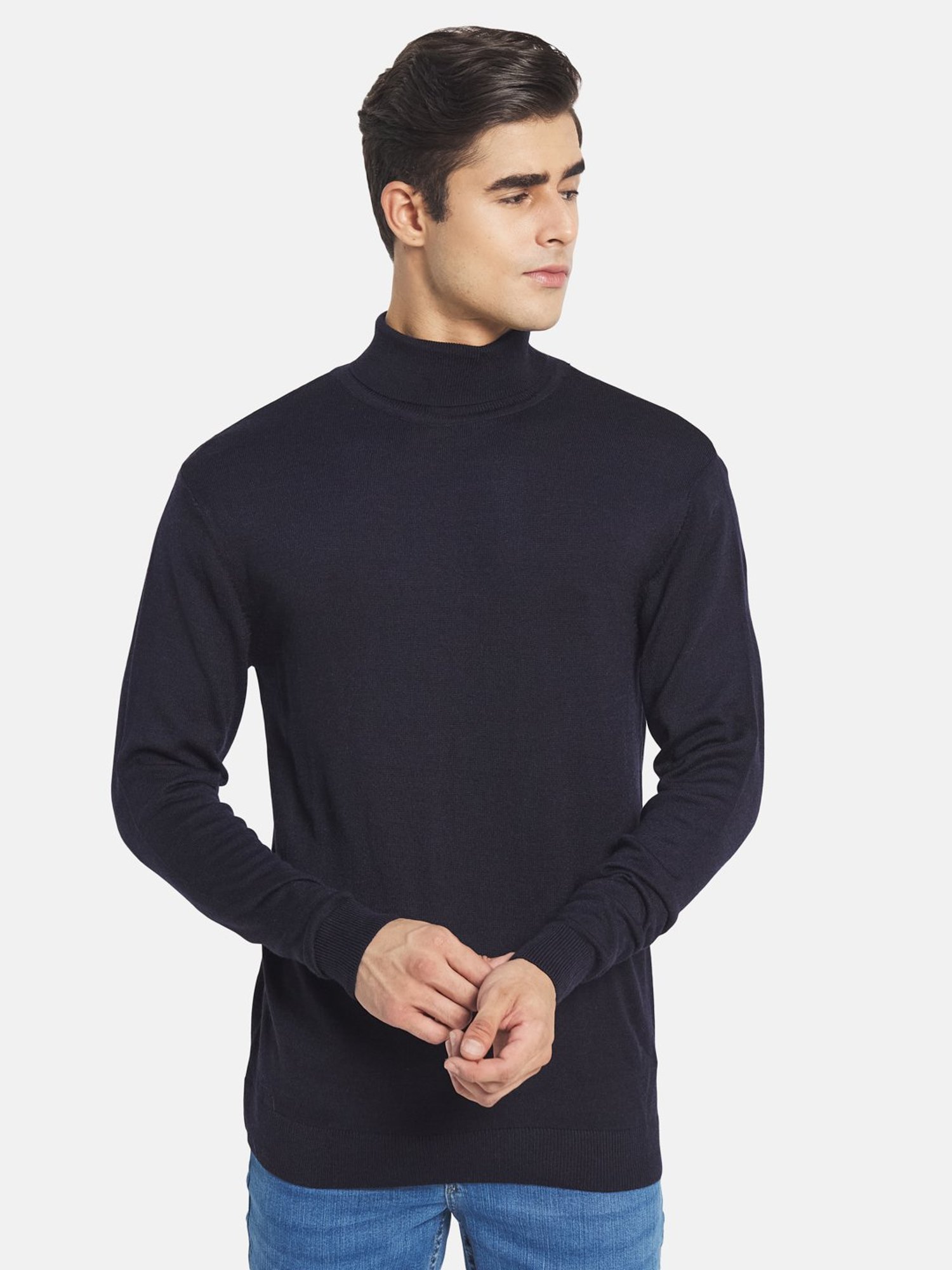 METTLE Navy Round Neck Sweater