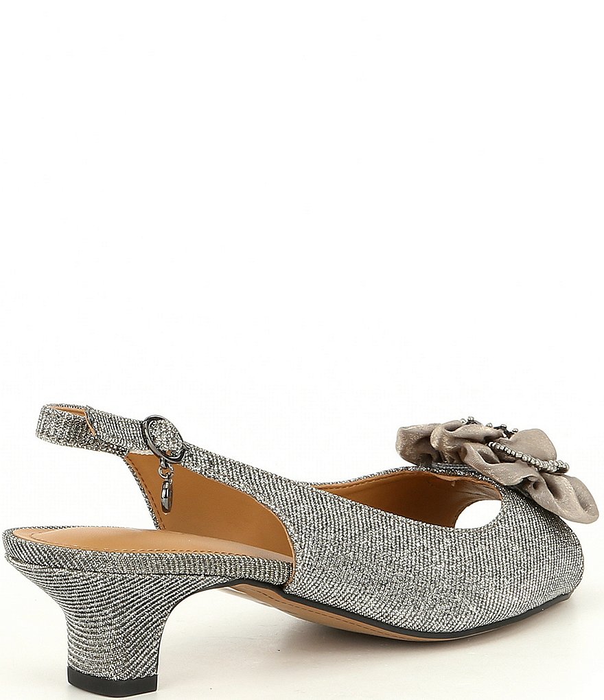 J. Renee Leonelle Embellished Bow Slingback Peep Toe Pumps