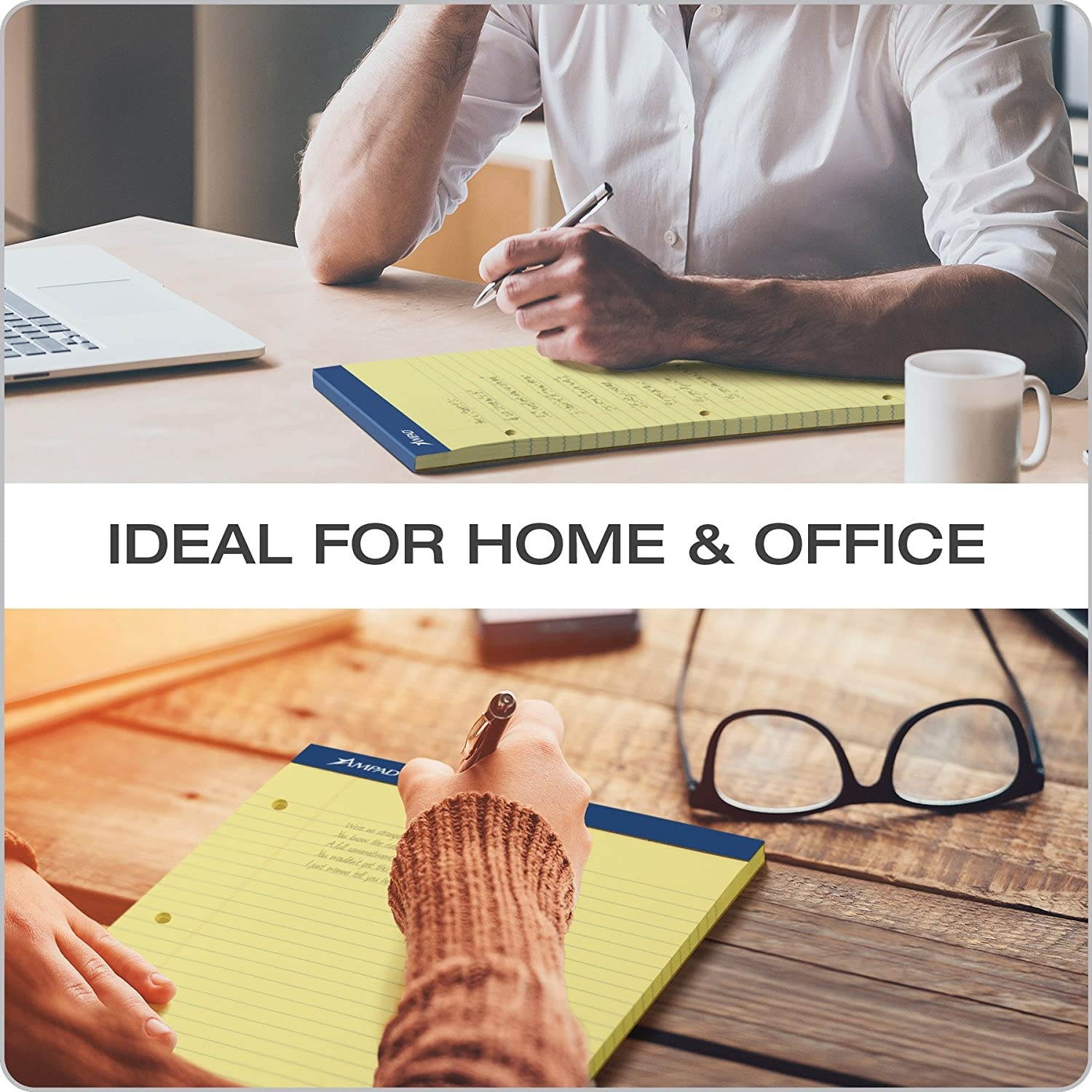 Ampad Evidence Dual Ruled Pad, Legal Ruling, Size 8.5 x 11.75 Inches, Canary Paper, 100 Sheets Per Pad (20-243)