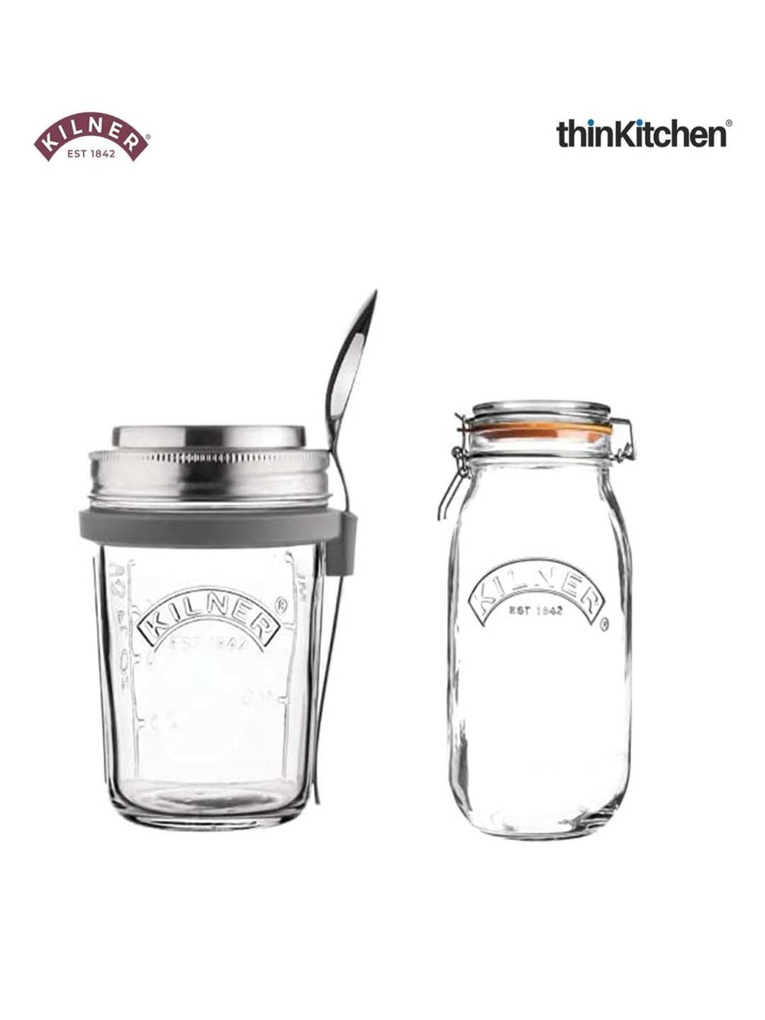 Kilner Transparent Glass 2-Piece Round Breakfast Jar Set