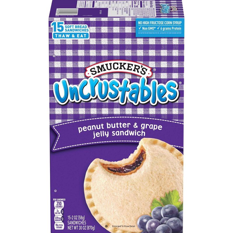Smucker's Uncrustables Frozen Peanut Butter & Grape Jelly Sandwich - 30oz/15ct