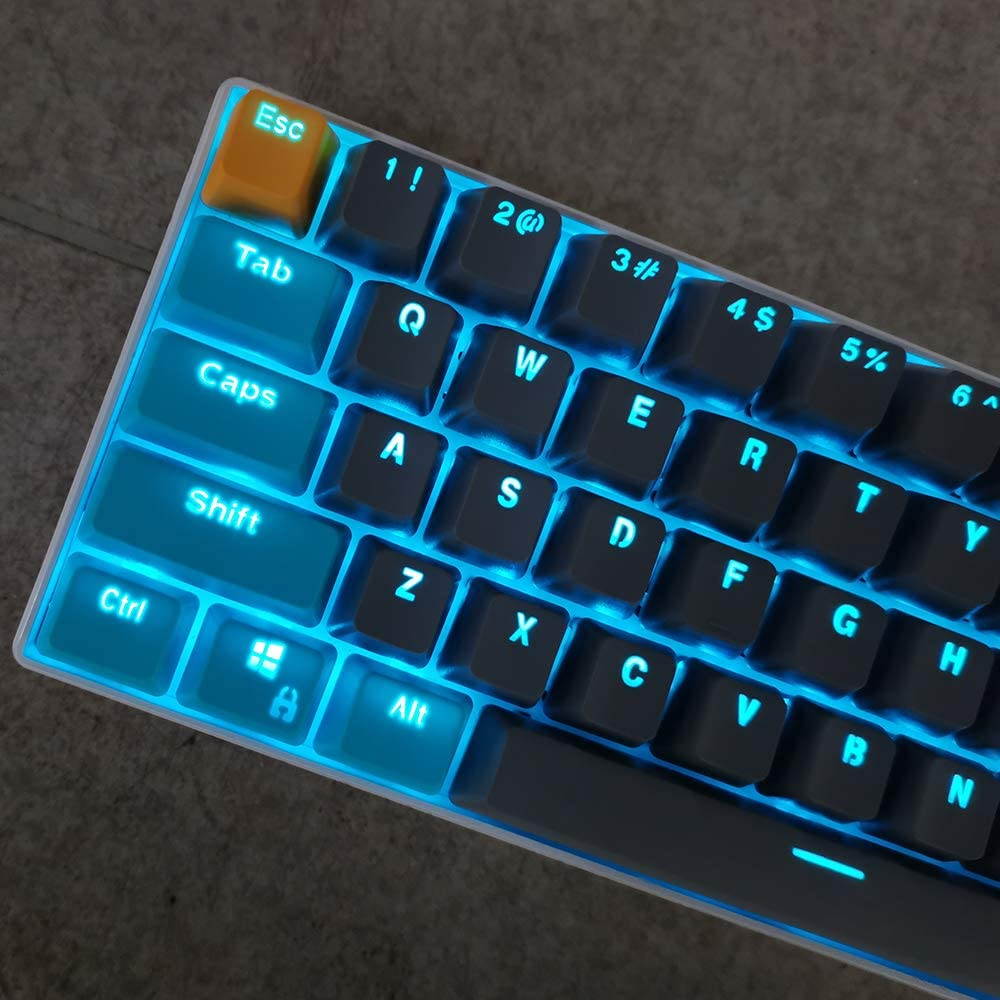 CUUWE 61 PBT Keycaps for 60 Percent Keyboard, Backlit Keycap Set for Mechanical Gaming Keyboard OEM Profile Keycaps with Key Puller for Cherry MX Switches GH60/RK61/GK61/Annie pro 2