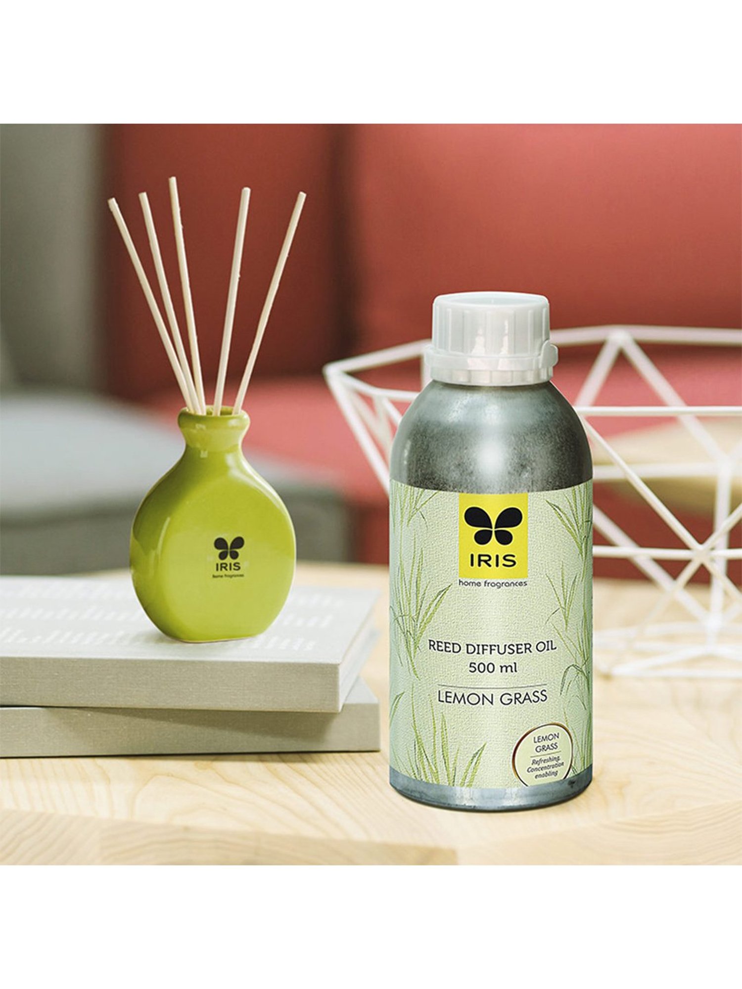 IRIS Green Lemongrass Reed Diffuser Oil Refill Can - 500 ml