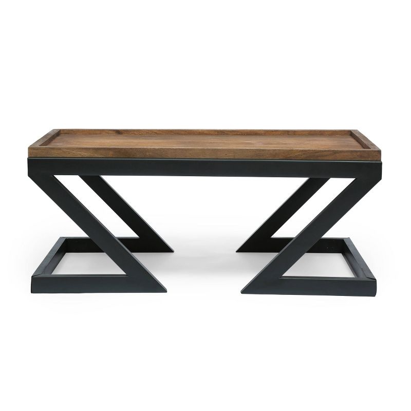 Titeca Modern Industrial Handcrafted Mango Wood Coffee Table Dark Brown/Black - Christopher Knight Home