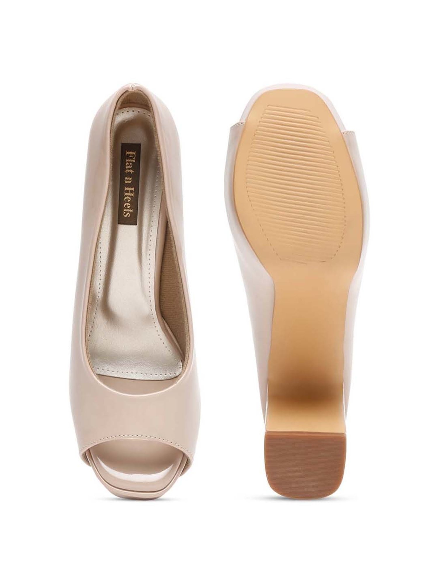 Flat N Heels Women's Beige Peeptoe Shoes
