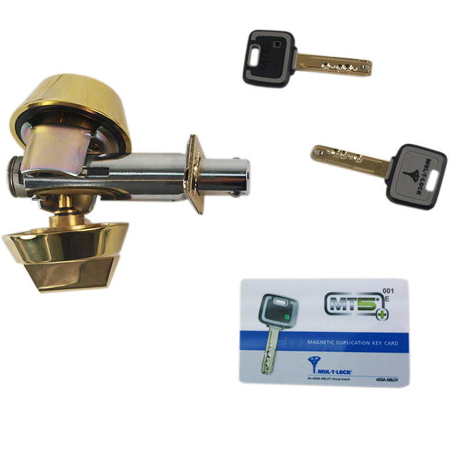 Mul-t-lock HD1-05-MT5 Brass, Hercular Single Cylinder Deadbolt with Thumb Turn, HIGH SECURITY, MT5 + KEYWAY