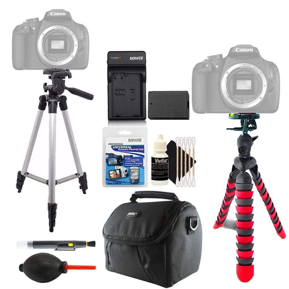 Tall + Flexible Tripod + Replacement for LP-E10 Battery + Lens Pen + Dust Blower + Universal Screen Protector + Gadget Bag + 3pc Cleaning Kit