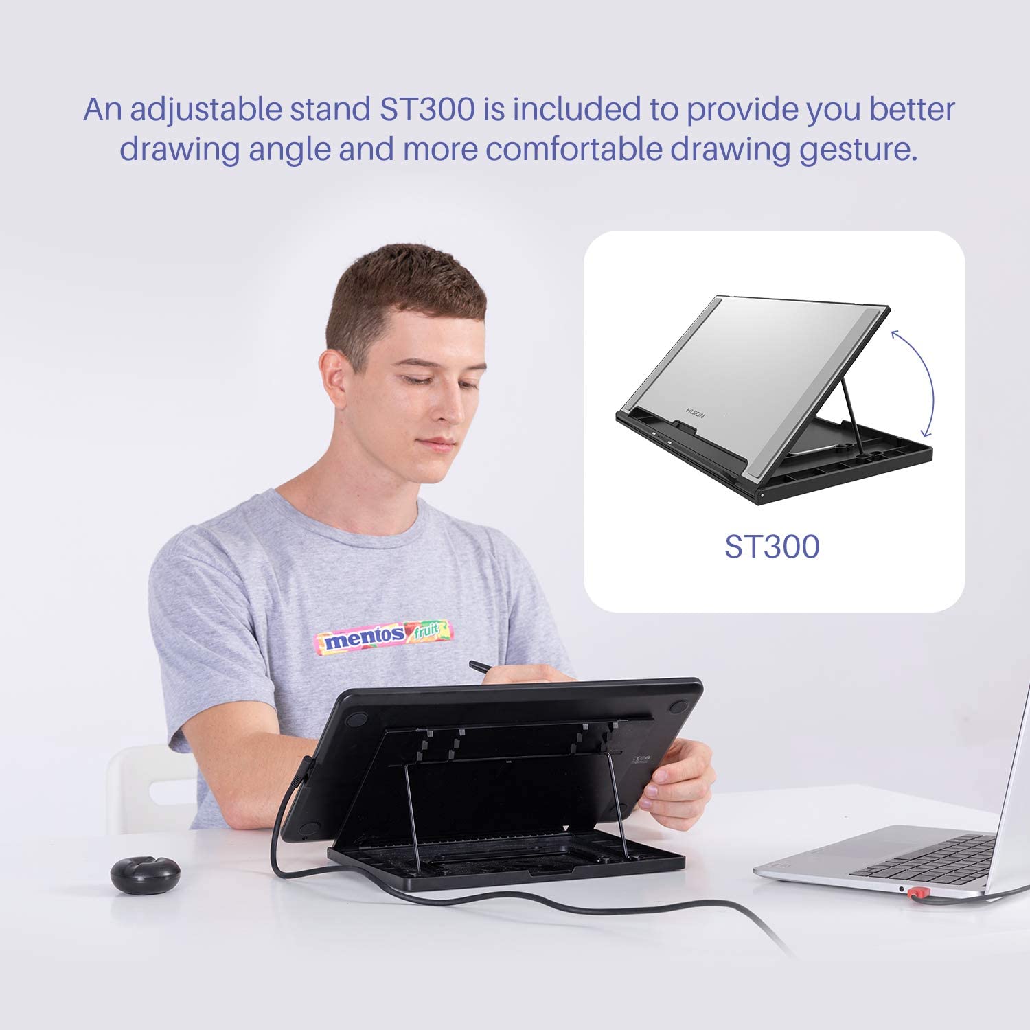 Huion Kamvas 13 Pen Display 2-in-1 Graphics Drawing Tablet with Screen Full-Laminated, Battery-Free Tilt Function 8192 Pen Pressure and 8 Shortcut Keys, Stand Included, Purple