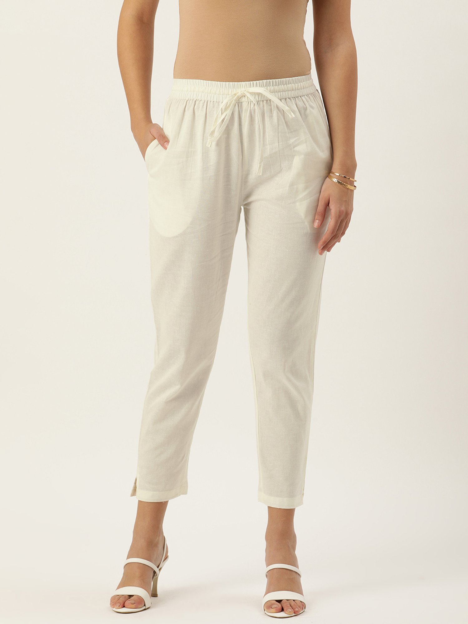 Amukti Cream Cotton Pants