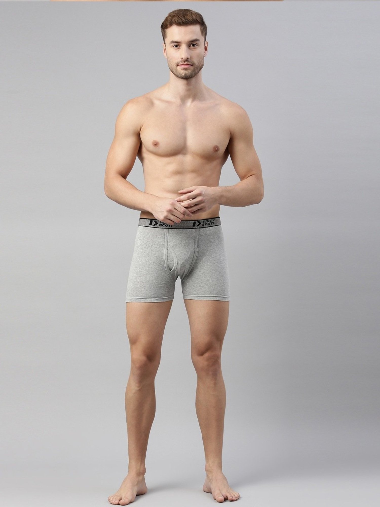 Dixcy Scott Originals Grey Cotton Regular Fit Trunks
