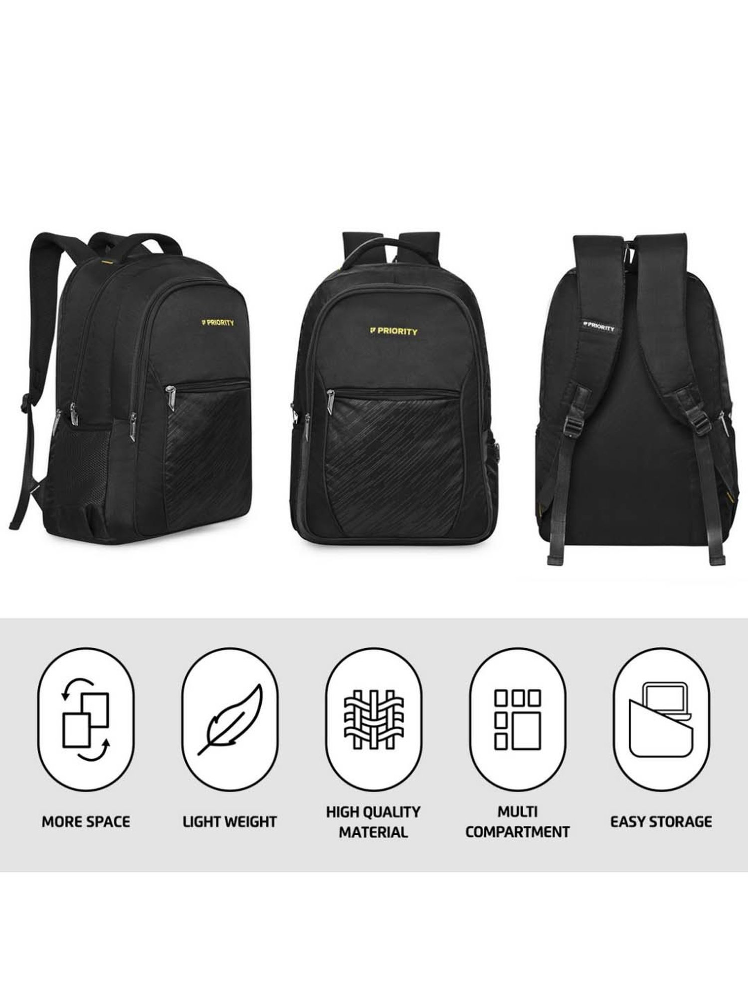 Priority Rumble 003 Black Polyester Solid Laptop Backpack - 36.04 Ltrs