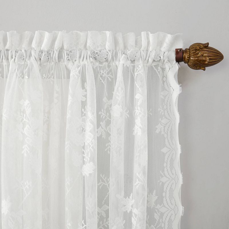 32"x58" Alison Floral Sheer Lace Rod Pocket Curtain Valance White - No. 918