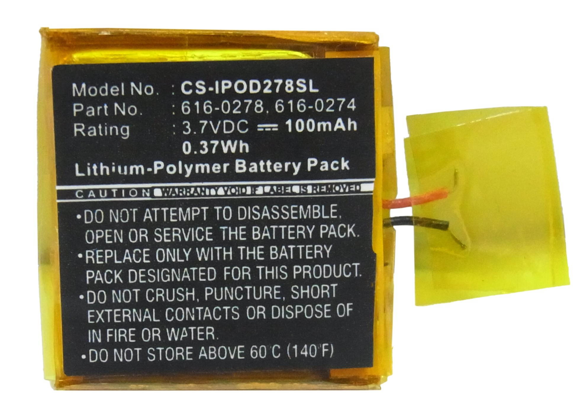 Battery Replacement for Apple iPOD Shuffle G3 iPOD Shuffle G2 1GB 616-0278 616-0274