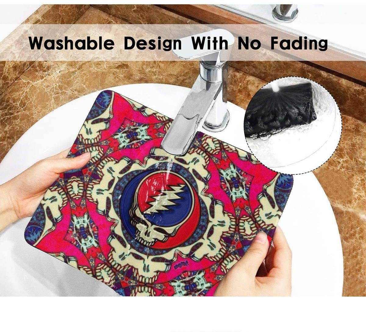 Colorful Grateful Skull Mousepad Anti-Slip Mouse Pad Mat Mice Mousepad Desktop Mouse Pad Laptop Mouse Pad Gaming Mouse Pad Dead Skulls Printed 7.1x8.7 inches/11.8x9.85 inches