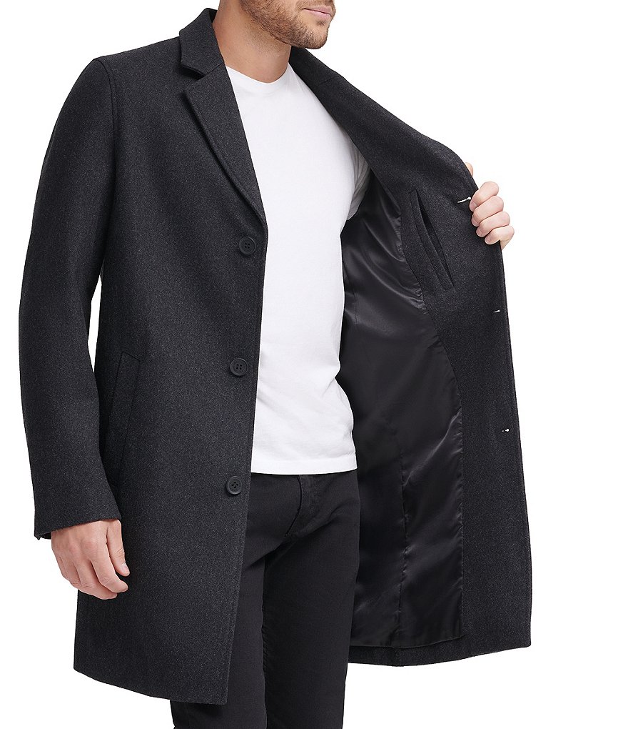 Cole Haan Melton Stand-Collar Button Front Wool-Blend Coat