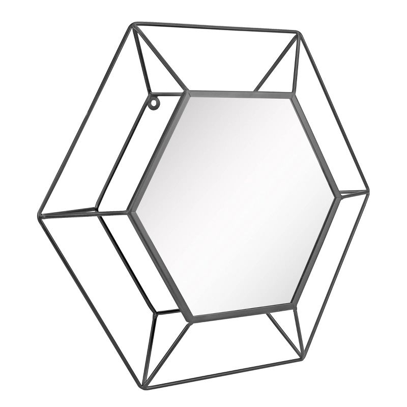 23.7" x 20.7" Metal Hexagon Decorative Wall Mirror Black - Stonebriar Collection
