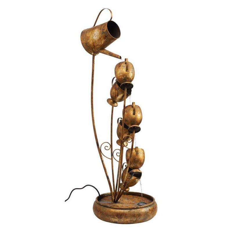 Garden Tea Party Cascading Metal Illuminated Sculptural Fountain - Acorn Hollow