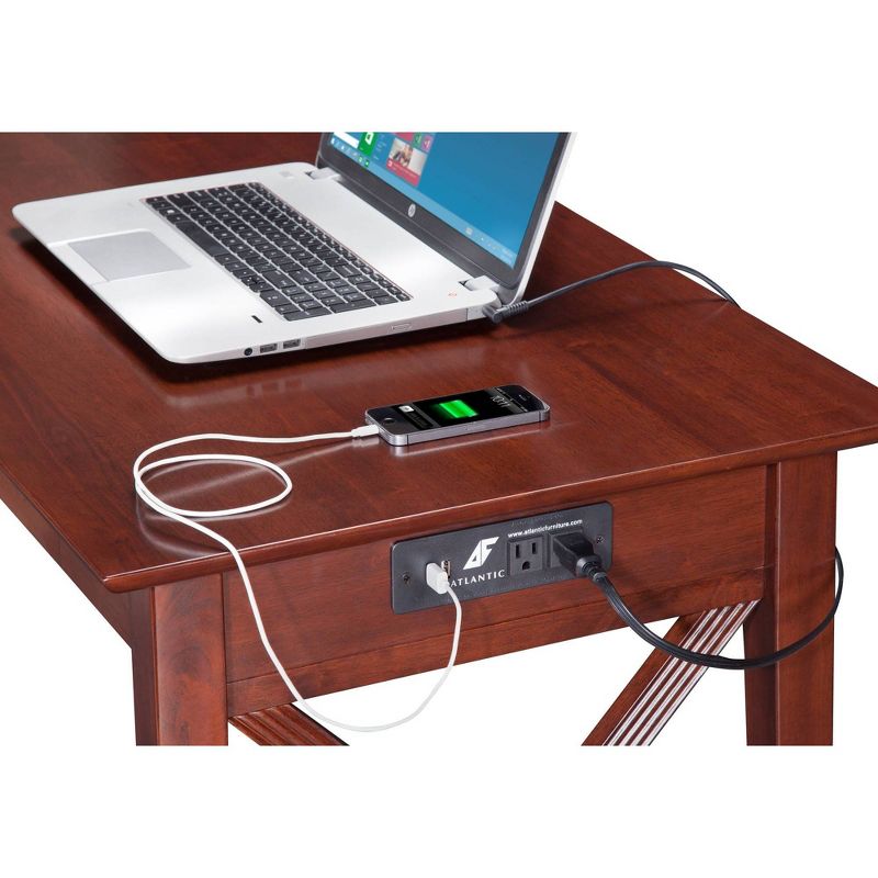 Writing Desk Modern Feel USB Charger Walnut - Atlantic Furniture