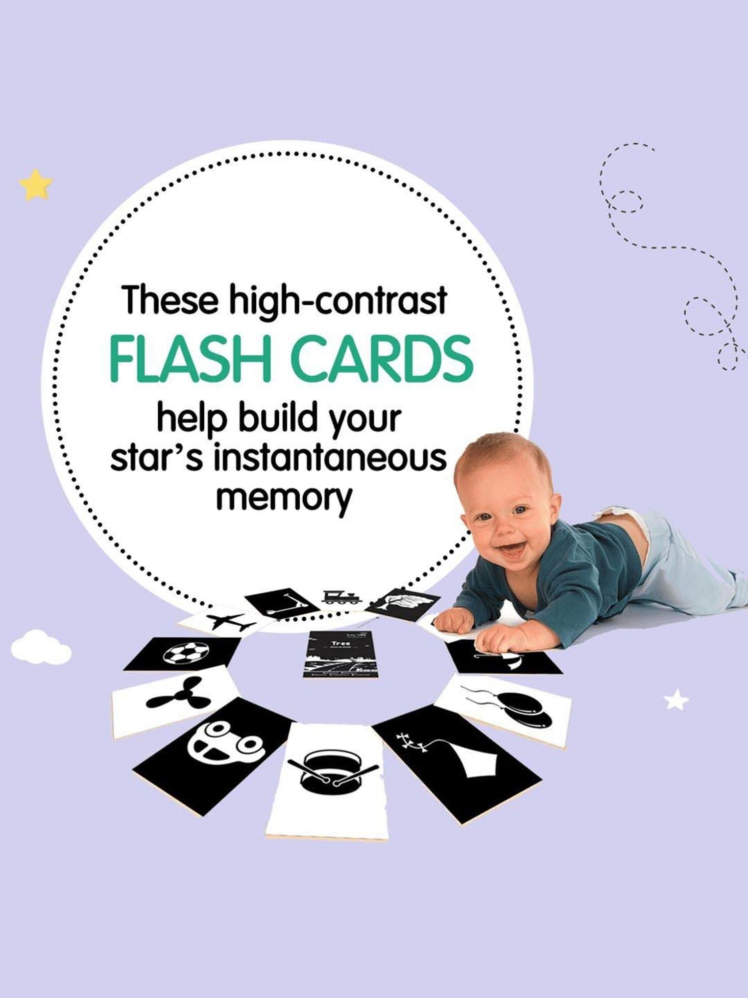 Baby Moo Kids Green 3Flash Cards