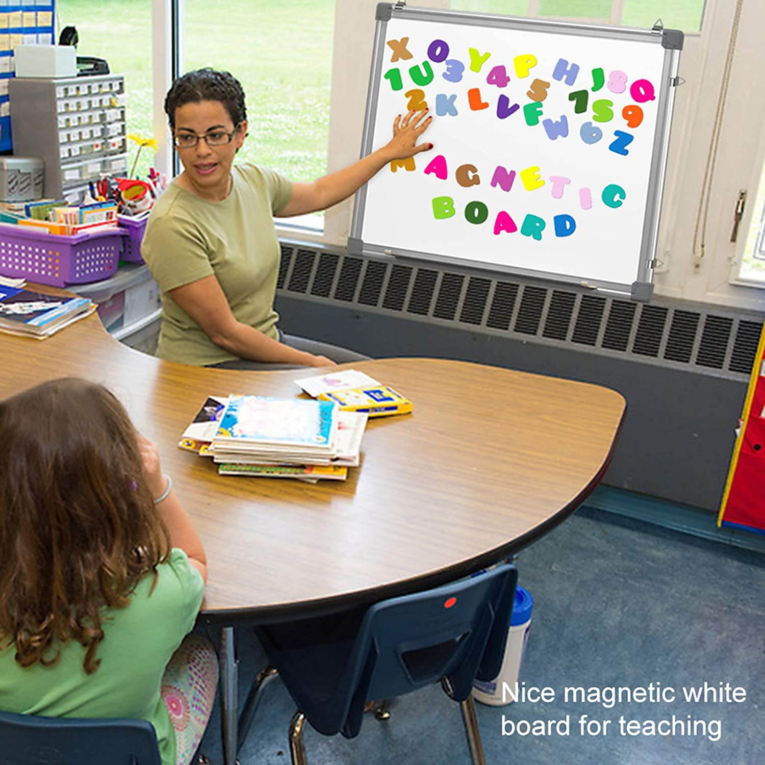 Magnetic White Board 24 x 18 Dry Erase Board Wall Hanging Whiteboard with 3 Dry Erase Pens, 1 Dry Eraser