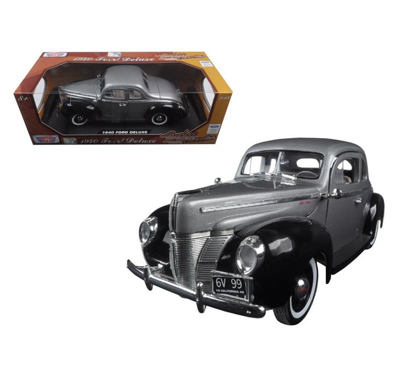 1940 Ford Deluxe Grey and Black "Timeless Classics" 1/18 Diecast Model Car by Motormax