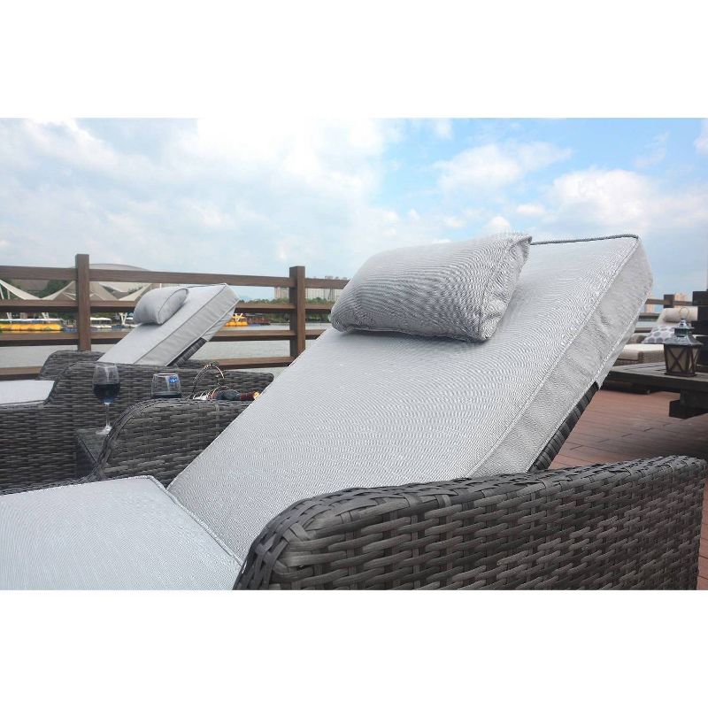 Vida 3pc Patio Chaise Lounge Set - Gray - Direct Wicker