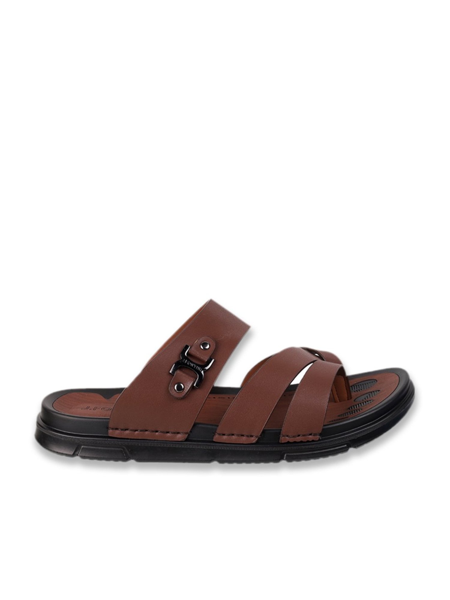 J.Fontini by Mochi Men's Brown Toe Ring Sandals