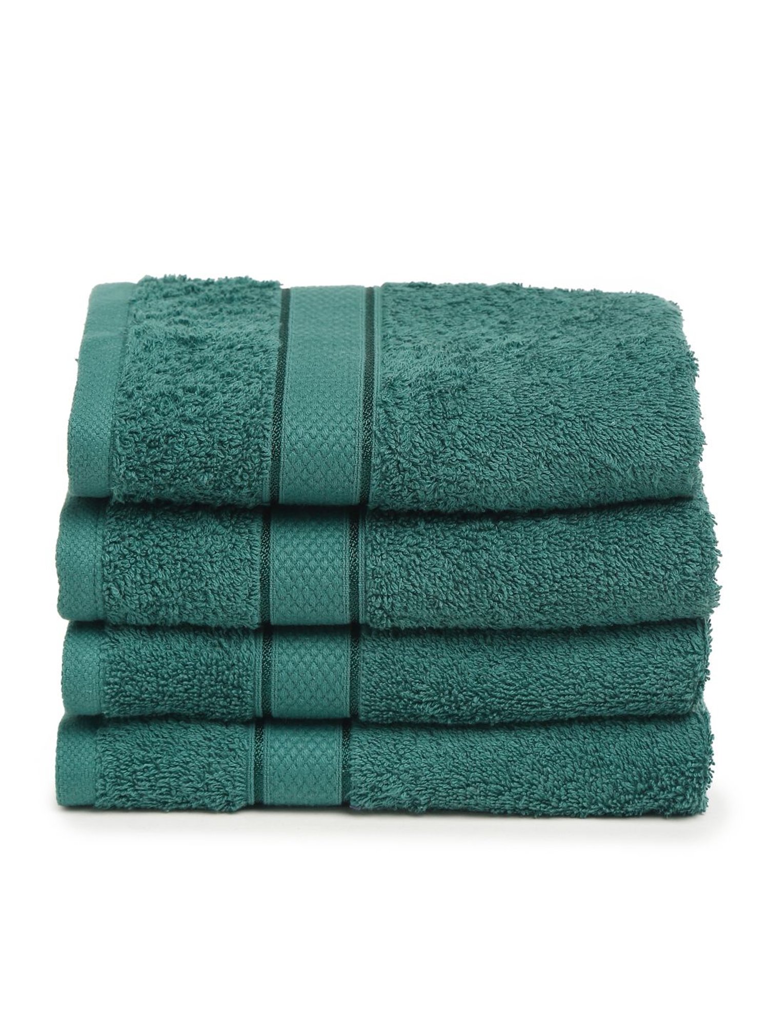 Creeva Dark Green 525 GSM Cotton Hand Towel Set of 4