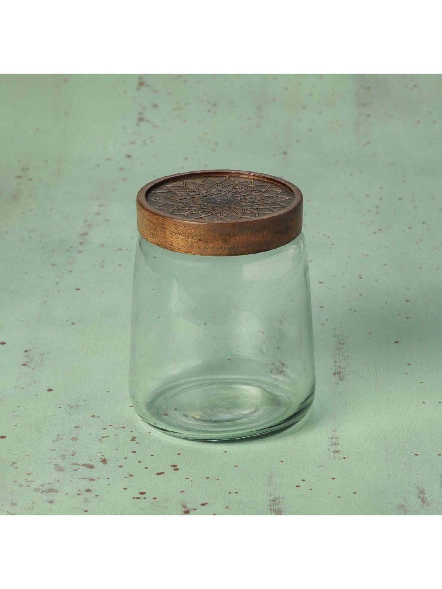 ellementry Transparent Glass Jar with Lid (500 ml) - Set of 1