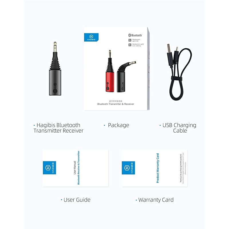 Bluetooth 50 Transmitter amp Receiver 2 in 1 Wireless aptX HD Audio 35mm Jack Adapter Support aptX Low Latency for TVCarNintendo SwitchSpeaker Support RX TWS amp TX 1 to 2 Black