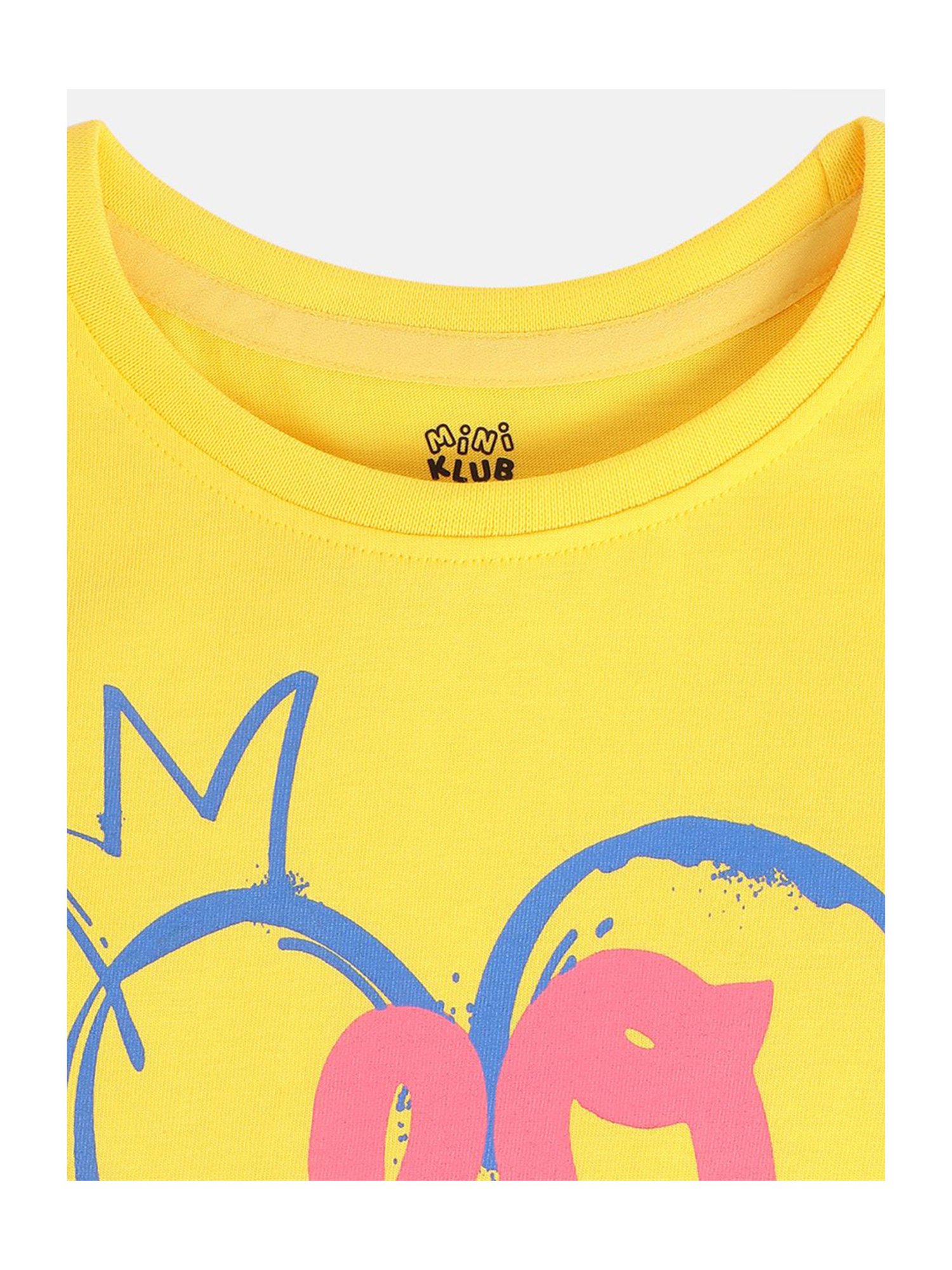MINIKLUB Girls Yellow Printed Full Sleeves T-Shirt