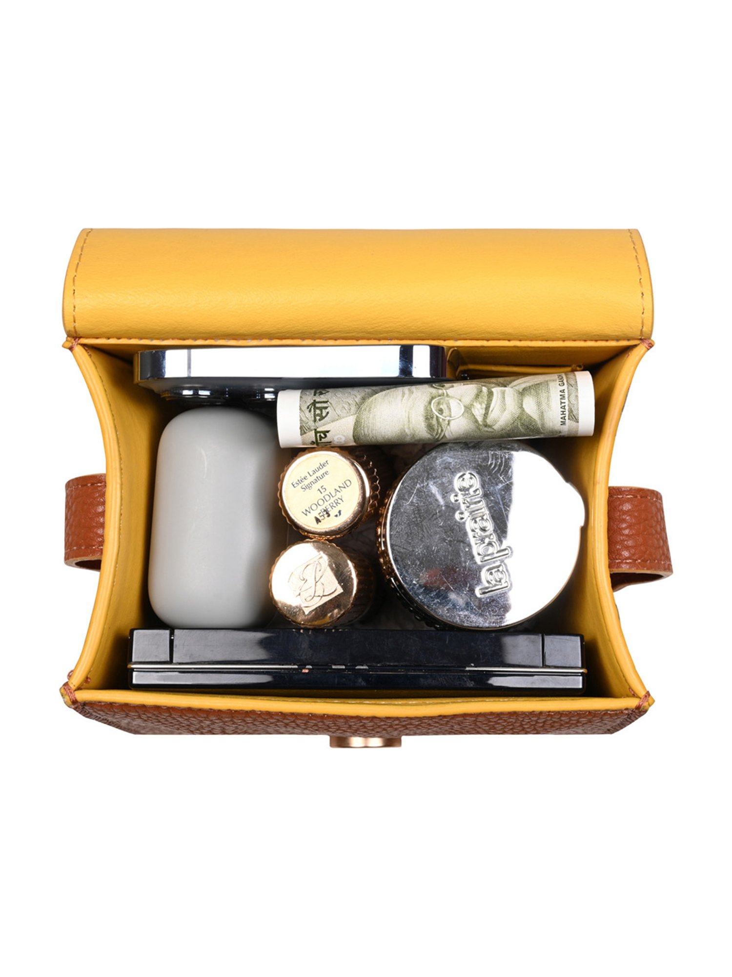 Eume Mocha Tangerine Camo Vegan Leather Satchel Handbag