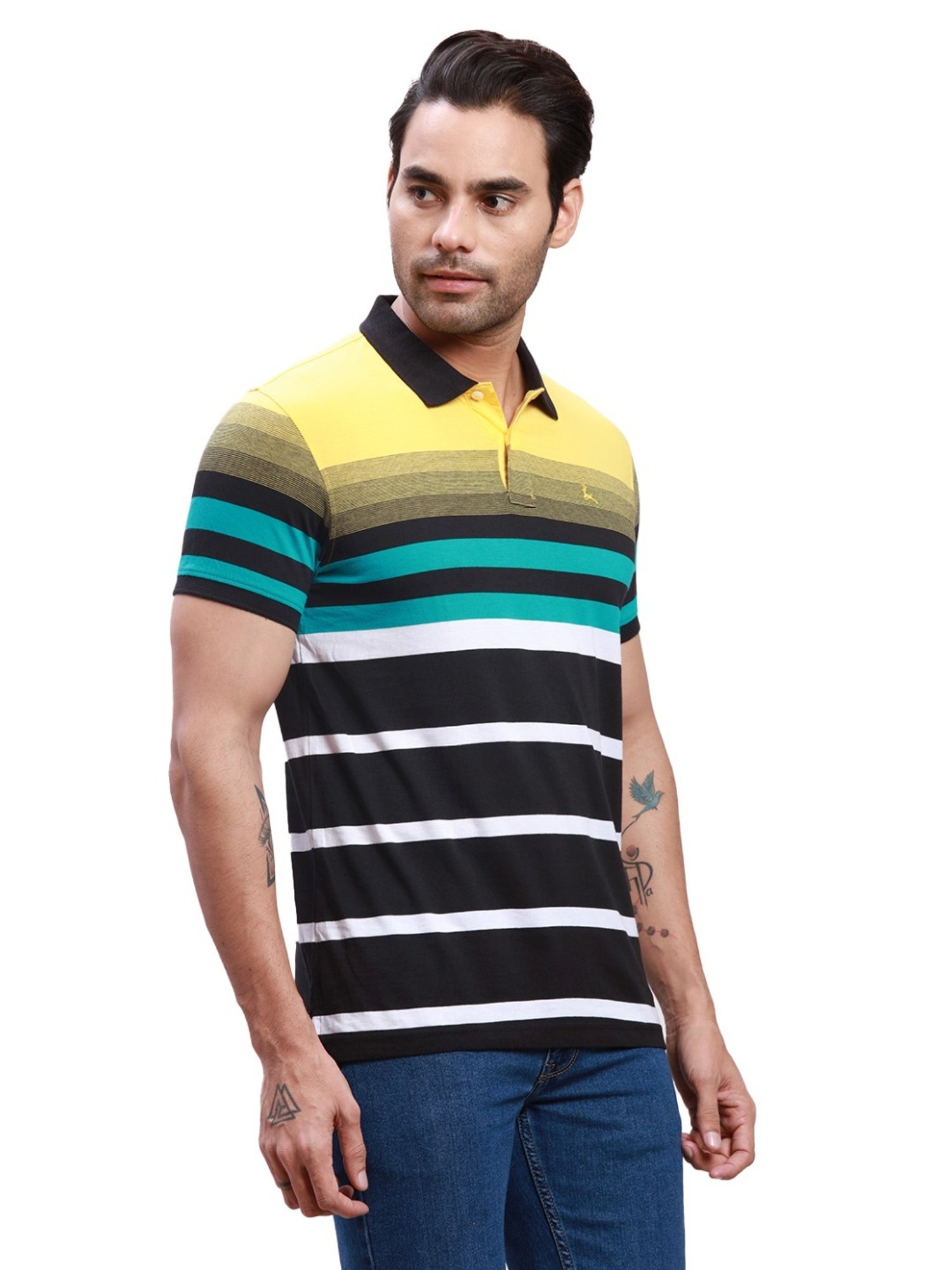 Parx Multicolored Cotton Regular Fit Colour Block Polo T-Shirt