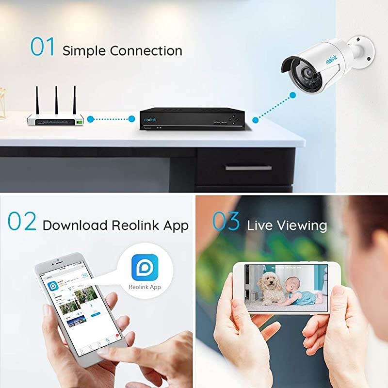 8CH PoE NVR, Work with  8MP/5MP/4MP HD Cameras for 24/7 Surveillance DIY IP Home Security Camera System Support Audio (NO Pre-Installed HDD)
