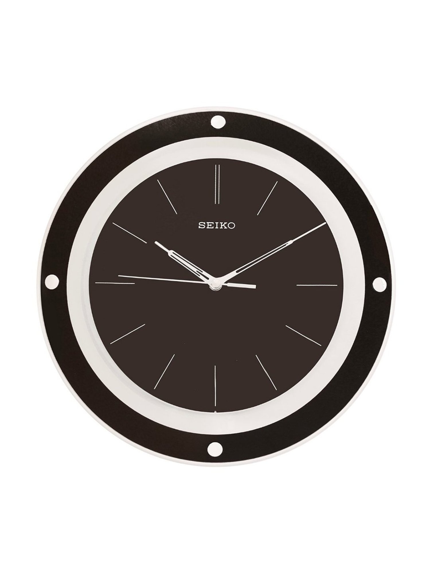 SEIKO elegant black & white plastic wall clock with sweep movement
